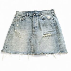 & Denim Distressed Denim Skirt size 12